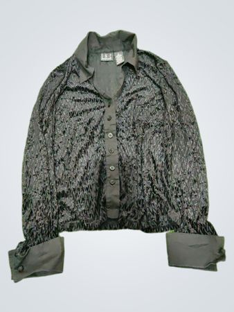 Black Patterned Button-Up Shirt