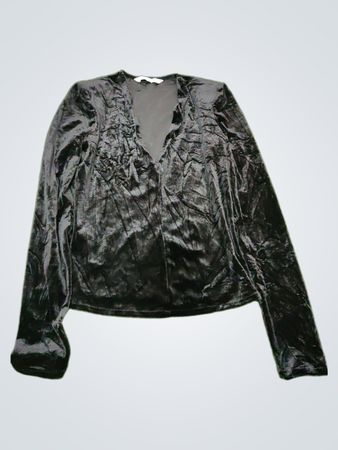 MNG Black Velvet Blouse