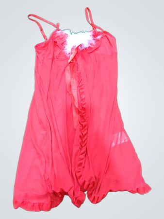 Red Nightgown with White Fur Trim