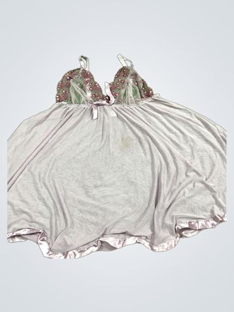 Gray Nightgown with Embroidered Top