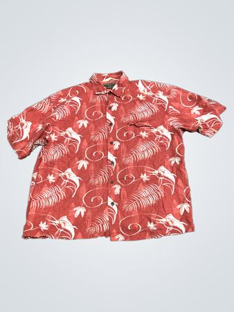 Magellan Sportswear Red Tropical Print Shirt