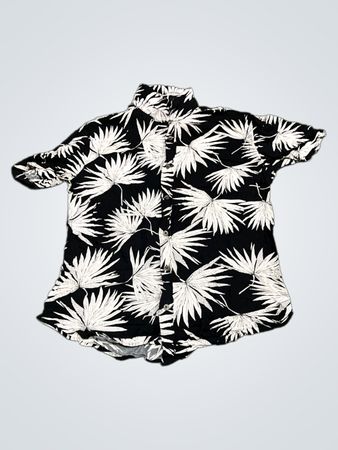 HK Black and White Palm Tree Pattern Shirt