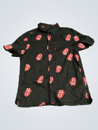 The Rolling Stones Tongue Logo Short Sleeve Button Down Shirt