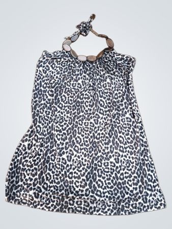 Women's Leopard Print Halter Dress with Necklace Detail