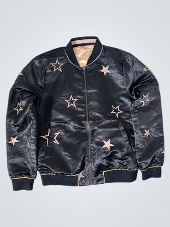 Schwarze Bomberjacke mit Sternen