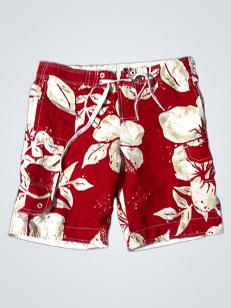 Rote Blumen-Badehose