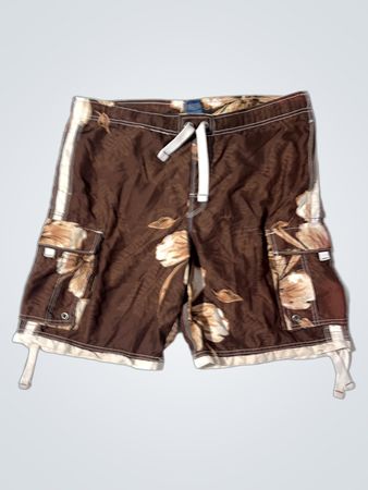 NO BOUNDARIES M(32/34) Herren Badehose Shorts Braun Floral