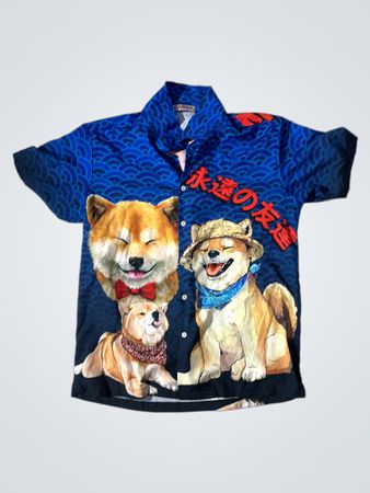 CANDY Herren Hawaiian-Shirt mit Shiba Inu Druck