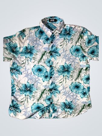 JOGAL Herren Kurzarm-Hawaiisches Hemd mit Blumenmuster