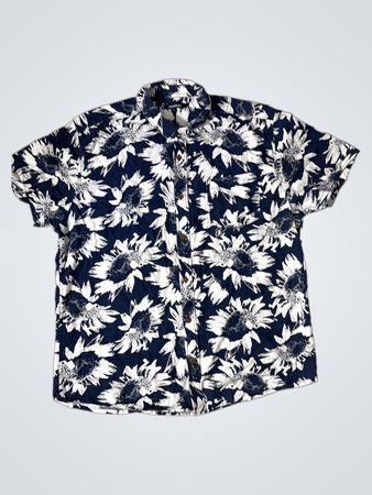Peacocks Herren Kurzarmhemd mit Sonnenblumenmuster