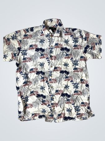 C&B Sport von Croft & Barrow Hawaii-Hemd mit American Flagge und Palmenmuster
