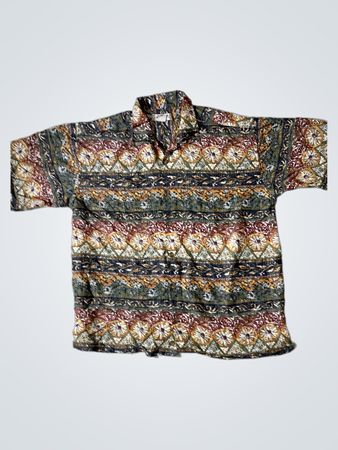CROSSINGS Herren XL Viskose und Polyester Kurzarm Hemd mit Knopfleiste