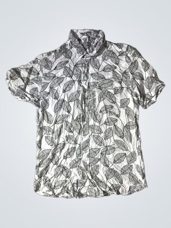 LATINAA CASUAL WEAR SLIM FIT Blätterdruck Kurzarm Hemd mit Knopfleiste