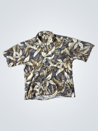 Vintage Tropical Print Kurzarm Button-Up Shirt