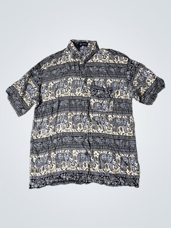 PIOZH International Wear Elefantenmuster Kurzarm Hemd mit Knöpfen