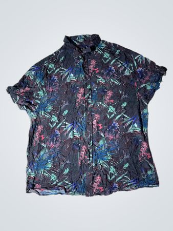 ADW85 Herren Kurzarm-Hemd mit Floral-Print