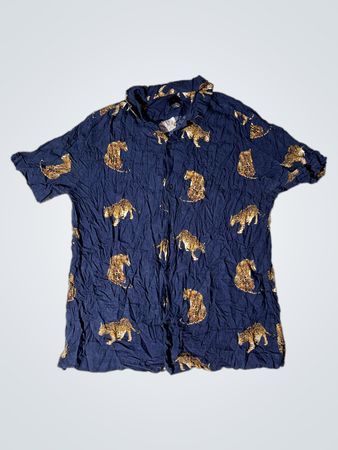 H&M Kurzärmliges Button-Up Hemd mit Leopardenmuster
