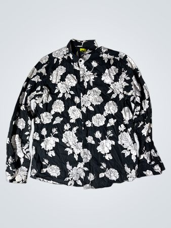 Mizuno Schwarzes Blumenmuster Langarmhemd mit Knopfleiste