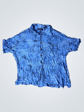 Puritan Herren Kurzarm Blau Crinkle Print Hemd mit Knöpfen
