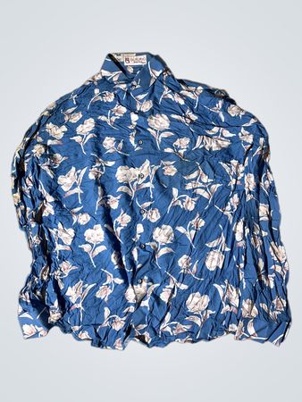 GURURAJ MEN'S WEAR PUNE-38 Blau Blumenshirt