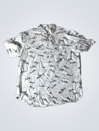 Old Navy Herren Fischmuster Kurzarm Hemd mit Knöpfen XL