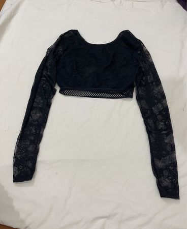 Ann Summers Black Lace Cropped Long Sleeve Top