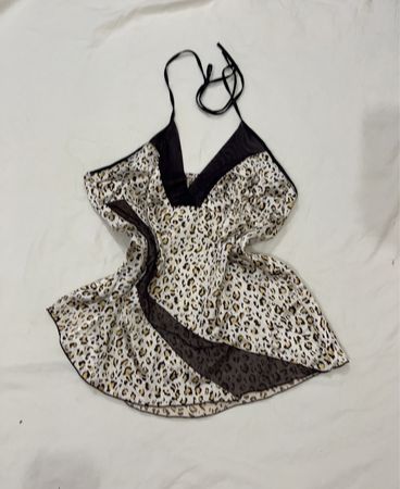 Leopard Print Halter Top with Black Trim