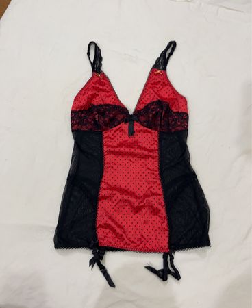 Entice Exclusive to George Red and Black Polka Dot Lingerie Babydoll