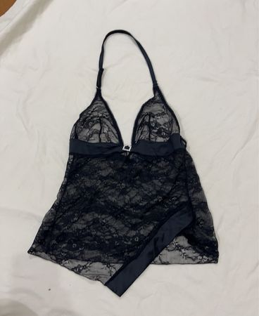 Black Lace Halter Babydoll