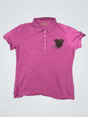 Damen Pinkes Poloshirt mit Stickerei