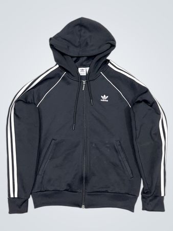 Adidas Schwarzer Full Zip Hoodie mit weißen Streifen