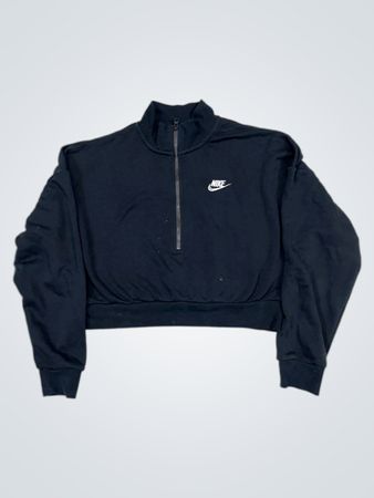 Nike Schwarz Gekürztes Viertelreißverschluss Sweatshirt