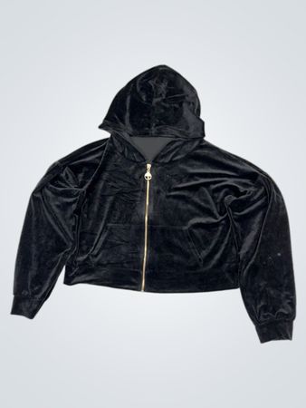 Juicy Couture Schwarzes Velours Gekürztes Sweatshirt