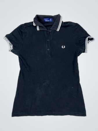 Fred Perry Schwarzes Poloshirt mit weißem Saum