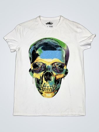 Weißes T-Shirt mit buntem Totenkopf-Design