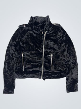Charlotte Russe Schwarze Samt-Motorradjacke