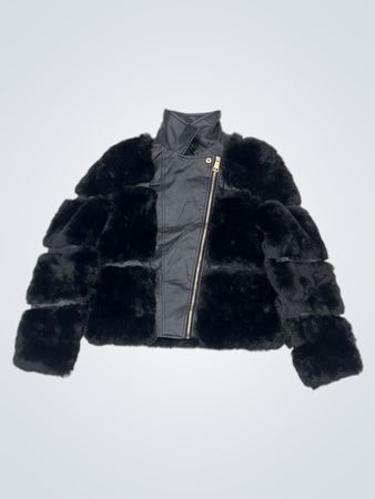 River Island Schwarze Kunstfell-Motorradjacke