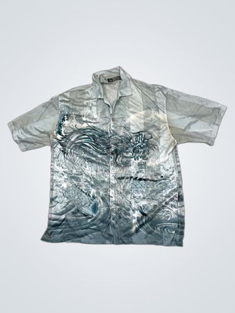 Halzhou Herren T-Shirt mit Drachenmuster und kurzen Ärmeln