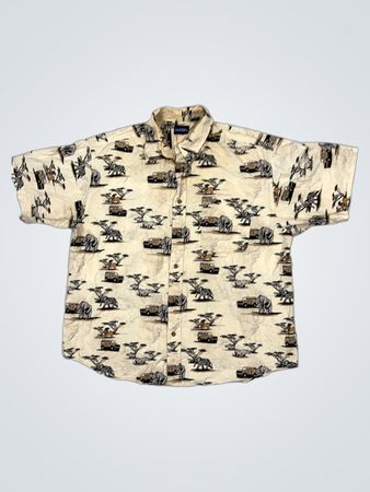 Mountain Safari Print Button-Up Shirt