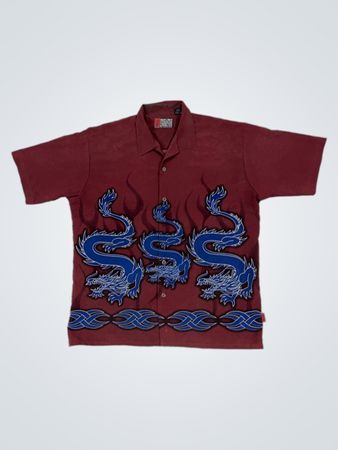 PINEAPPLE CONNECTION Herren Kurzarmhemd mit Drachenmotiv