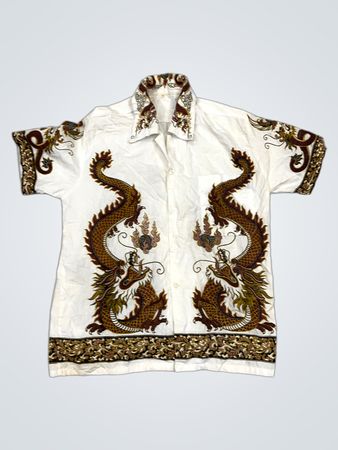 Weißes Kurzarmshirt mit Drachenmotiv