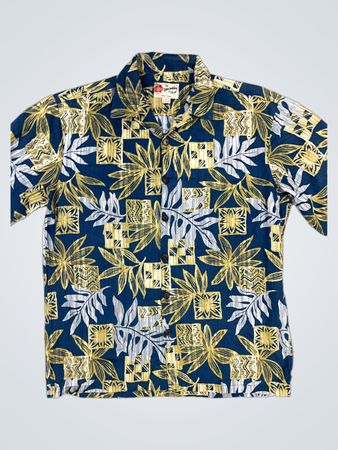Hito Hatter Das hawaiianische Original blaue Baumwoll-Hawaiihemd