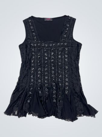 Cami Black Embellished Sleeveless Top