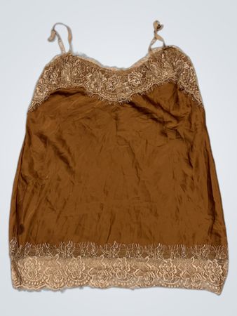 Débardeur avec bordure en dentelle brun
