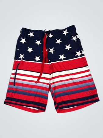 Ocean Pacific Amerikanische Flagge gestreifte Badeshorts