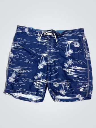 Herren Blaue Tropische Druck Badehosen
