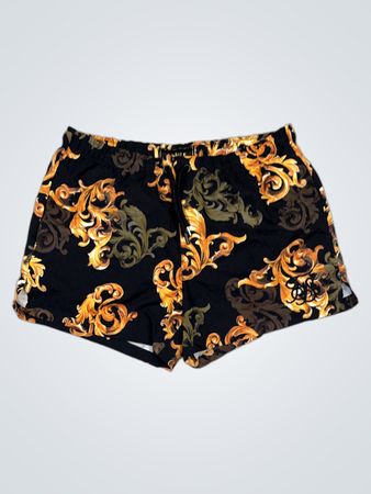 SKSILK Schwarze Barockdruck Badeshorts