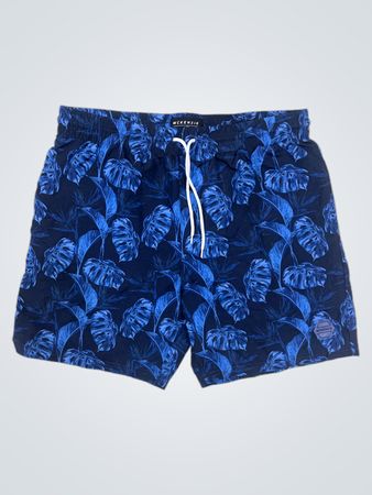MCKENZIE Männer Blau Blattmuster Schwimmshorts