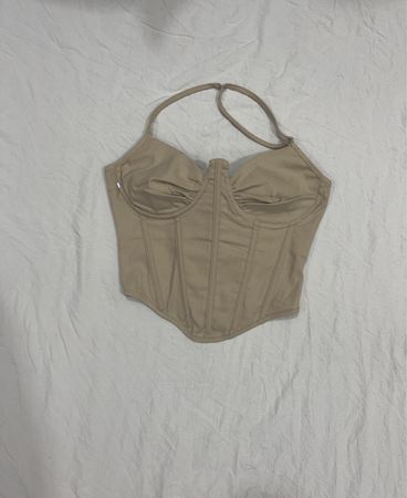 Beige Korsett-Top mit Reißverschluss