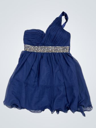 Little Mistress Marineblau Ein-Schulter Kleid mit verzierten Taillenbereich